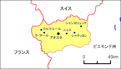 ヴァッレ・ダオスタ特別自治州地図