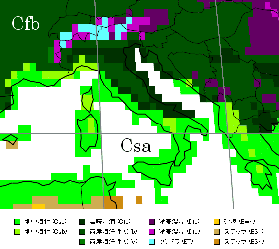 イタリア気候分布地図