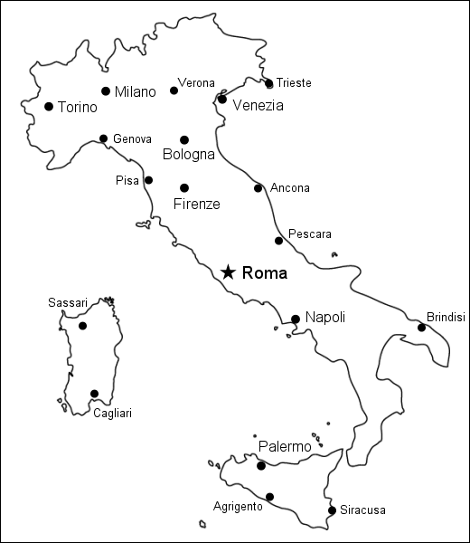 イタリア語版のイタリア白地図
